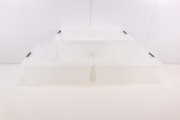 Iris-Ohyama Aufbewahrungsbox  Stapelbox Kunststoff 30 l Bürobox 3er-Set stapelbar B58 x T39,5 x H21 cm