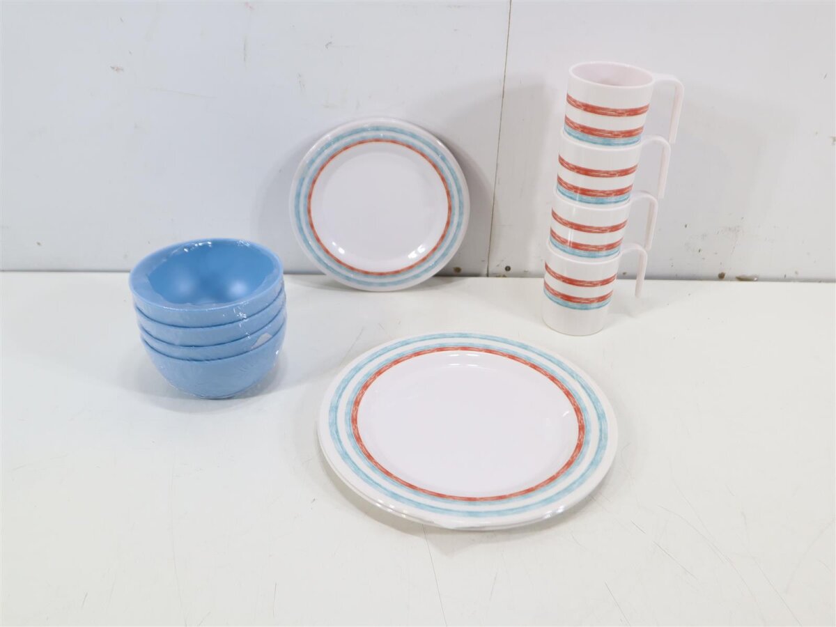 Epicurean Zitrone Melamin Geschirr Set (12-teilig, 4er Set)  Outdoor /  Camping, Splmaschinenfest