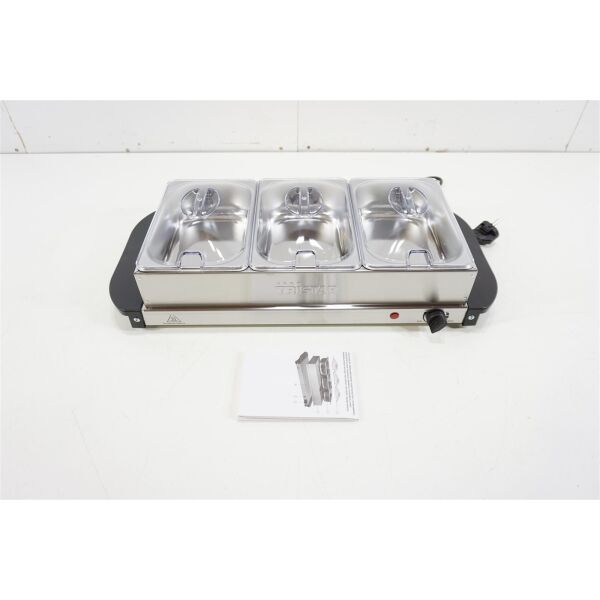 Tristar Edelstahl Buffetwärmer einstellbares Thermostat 3 x 1,5l Buffetbehälter