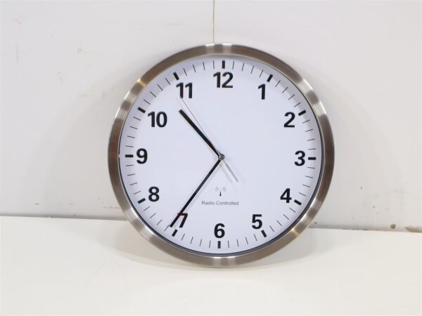 TFA Dostmann 60.3523.02 Funk Wanduhr 30.5 cm x 4.3 cm Edelstahl