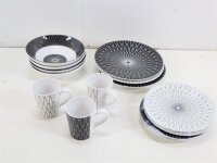 Camp4 Premium Geschirrset Black-White, 14-teilig Melamin...