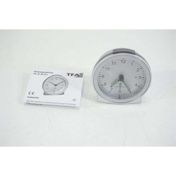 TFA Dostmann 60.1517.54 Funk Wecker Silber Alarmzeiten 1 Fluoreszierend Zeiger