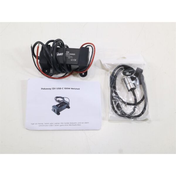 Pekaway Delivery USB-C Steckdose inkl. Netzteil 100W 12V/24V Metallbuchse Silber