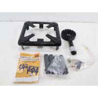 Paella World Hockerkocher 4-beinig Camping-Kocher Gaskocher 8,5kW 50mbar Zündsicherung schwarz