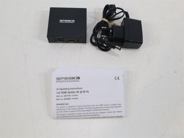 SpeaKa Professional SP-HDS-220 1+2 Port HDMI-Splitter UHD-fähig 3840x2160 Pixel schwarz