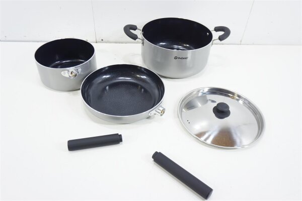 Outwell Feast L Kochset Aluminium silber Kochtopf Camping Outdoor