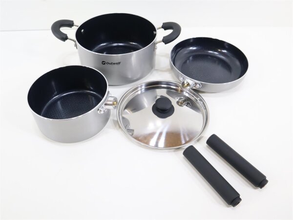 Outwell Feast M Kochset, Aluminium, silber Campinggeschirr Kochgeschirr