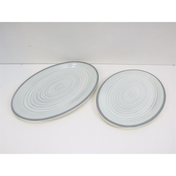 Brunner Serving plate Bellagio Servier-/Aufschnittplattenset, Stonetouch-Melamin, stapelbar, 2-teilig, weiß/grau