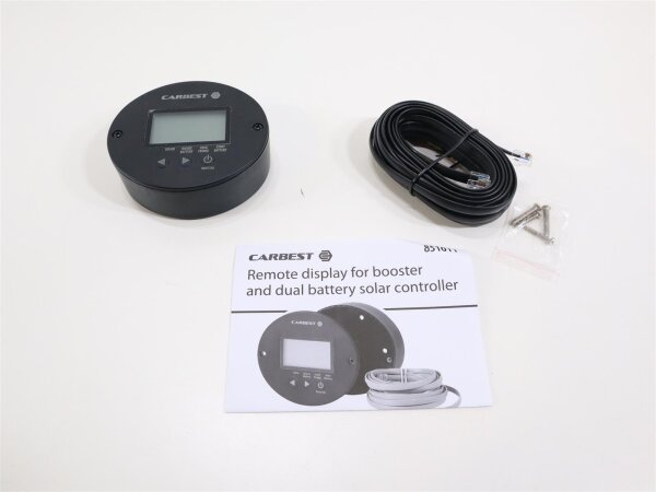 Carbest Separater Solar-Monitor für MPPT- Solarladeregler + Booster, rund, schwarz