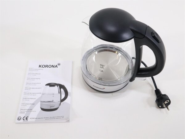 KORONA 20608 Glas Wasserkocher 1,2L beleuchtet kabellos 2200 W