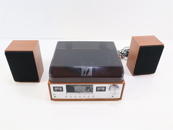 Denver MRD-52LIGHTWOOD Plattenspieler Direktantrieb 100-240V Radio Bluetooth CD MP3 hellbraun