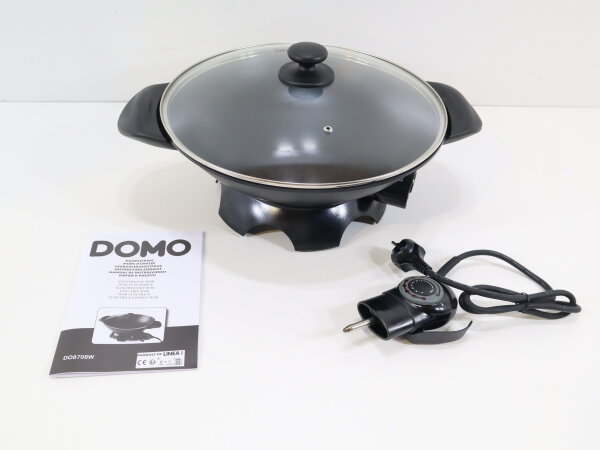 DOMO DO8708W Elektro-Wok Schwarz 5L 2200W