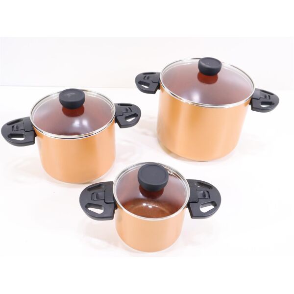 Bo-Camp Slauson Topfset 3-Teilig 3 Töpfe Aluminium Camping Kochgeschirr bronze