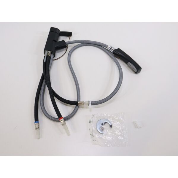Comet Capri Komfort Einhebelmischer, Ø33mm, Nylonflexschläuche, Mikroschalter, schwarz/matt