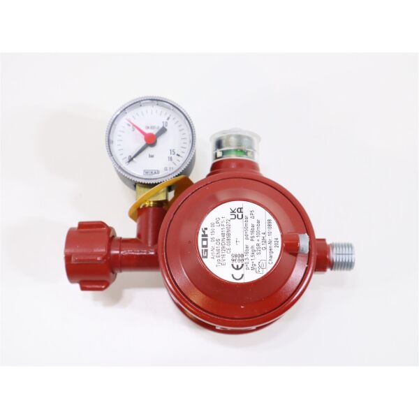 GOK 0515000 Gasdruckregler Druckminderer Niederdruckregler mit Manometer 1,5kg/h 50mbar rot